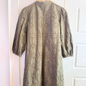 Gap eyelet short shift dress.  Size Medium.  Army green